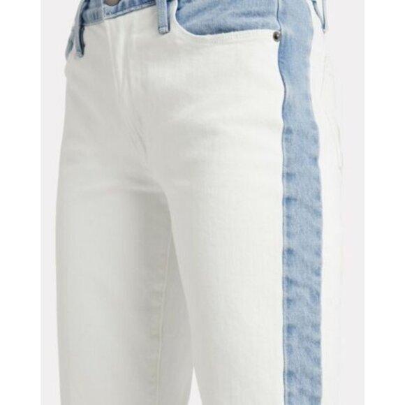 FRAME DENIM Le High Waist Colorblock Straight Leg Jeans 28 Cropped - Picture 9 of 9